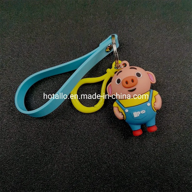 Customized Small Promotion Gift Cartoon Pig Soft PVC Keychain